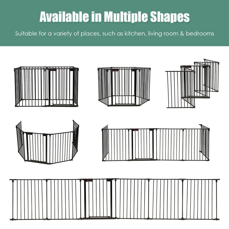 6-Panel Adjustable Baby Safe Metal Fence Barrier-Black