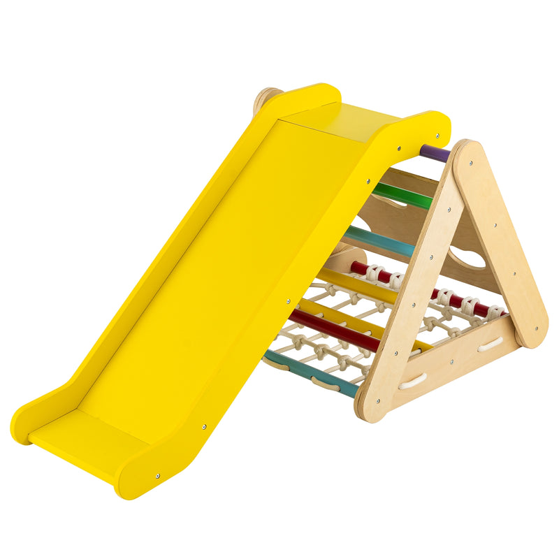 *4 in 1 Triangle Climber Toy with Sliding Board and Climbing Net - Multicolor