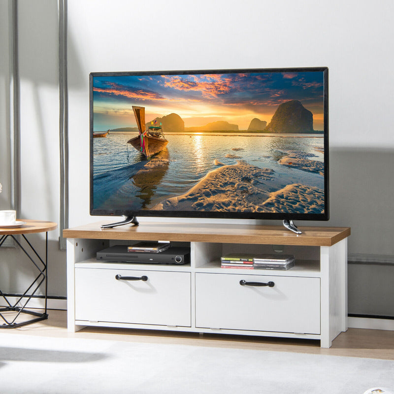 41.5 Inch Modern TV Stand with 2 Cabinets for TVs up to 48 Inch-White