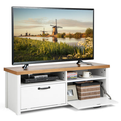 41.5 Inch Modern TV Stand with 2 Cabinets for TVs up to 48 Inch-White