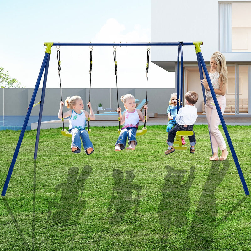 *440 Pounds Kids Swing Set with Two Swings and One Glider