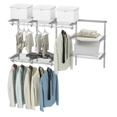 3 to 6 Feet Wall-Mounted Closet System Organizer Kit with Hang Rod-Gray