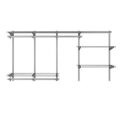 3 to 6 Feet Wall-Mounted Closet System Organizer Kit with Hang Rod-Gray