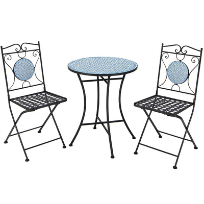 *3 Pieces Patio Bistro Set Outdoor Furniture Mosaic Table Chairs
