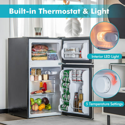 *3.2 Cu. Ft Compact Mini Fridge with 5 Temperature Settings - Sliver