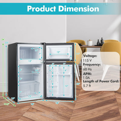 *3.2 Cu. Ft Compact Mini Fridge with 5 Temperature Settings - Sliver