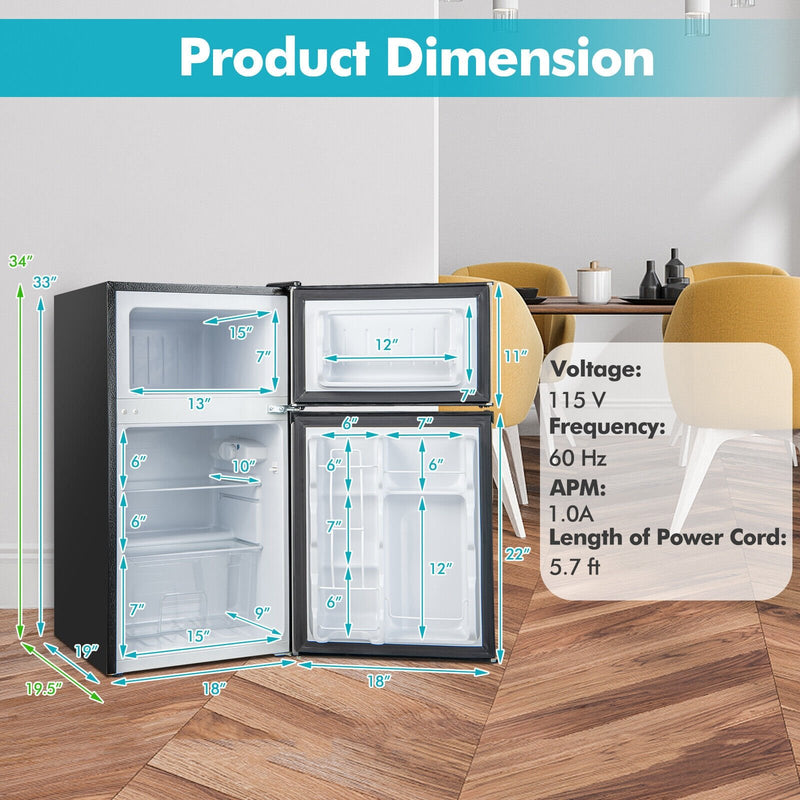 *3.2 Cu. Ft Compact Mini Fridge with 5 Temperature Settings - Sliver