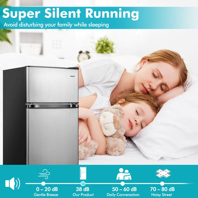 *3.2 Cu. Ft Compact Mini Fridge with 5 Temperature Settings - Sliver