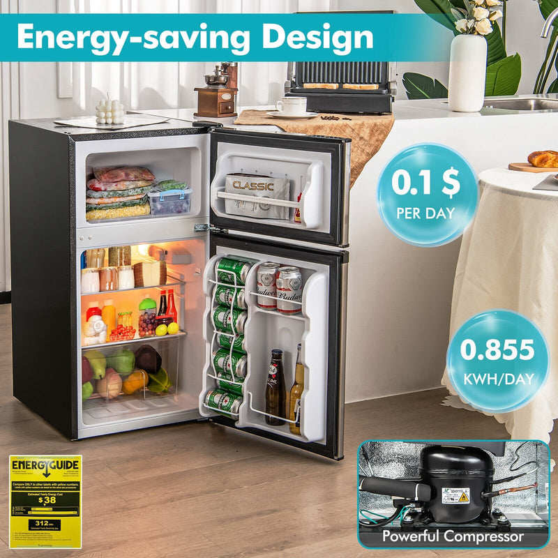 *3.2 Cu. Ft Compact Mini Fridge with 5 Temperature Settings - Sliver