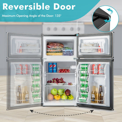 *3.2 Cu. Ft Compact Mini Fridge with 5 Temperature Settings - Sliver