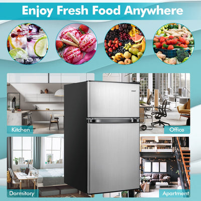 *3.2 Cu. Ft Compact Mini Fridge with 5 Temperature Settings - Sliver