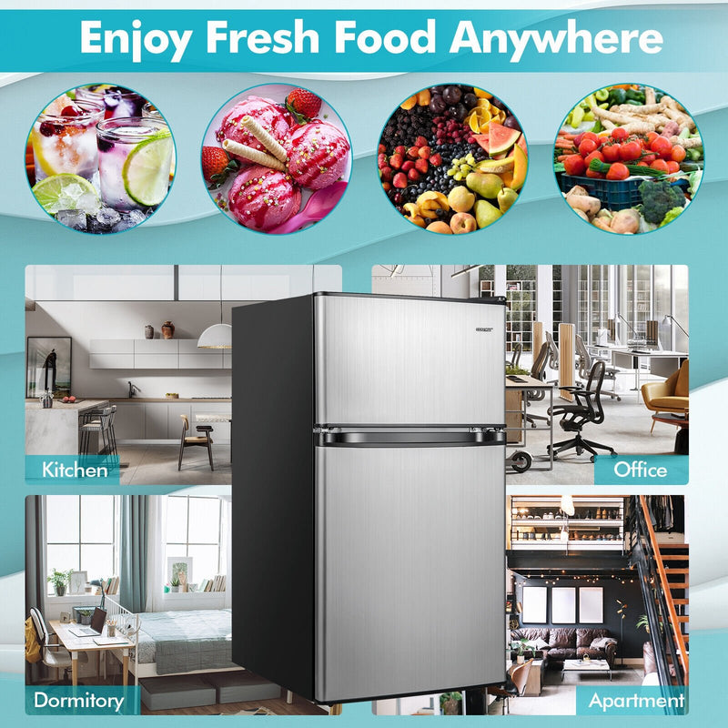 *3.2 Cu. Ft Compact Mini Fridge with 5 Temperature Settings - Sliver