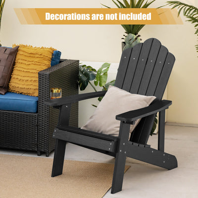 *Weather Resistant HIPS Outdoor Adirondack Chair with Cup Holder - Black