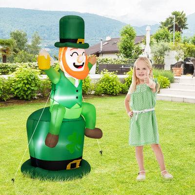5 Feet St Patrick's Day Inflatable Decoration Leprechaun Sitting on Hat