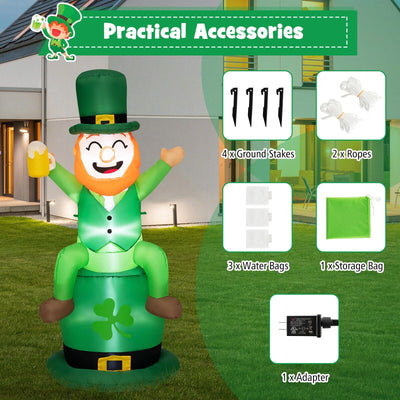 5 Feet St Patrick's Day Inflatable Decoration Leprechaun Sitting on Hat