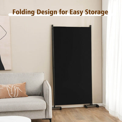 3 Panel Folding Room Divider with Lockable Wheels - Black