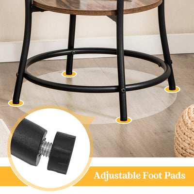 2-Tier Round End Table with Open Storage Shelf and Sturdy Metal Frame-Brown