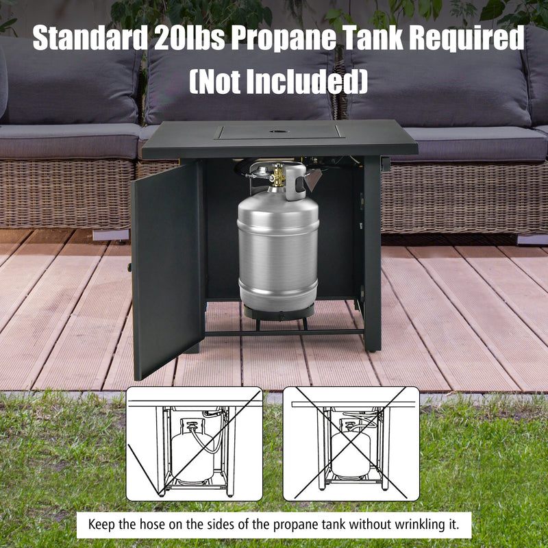 50 000 BTU 32 Inch Square Propane Gas Fire Pit Table