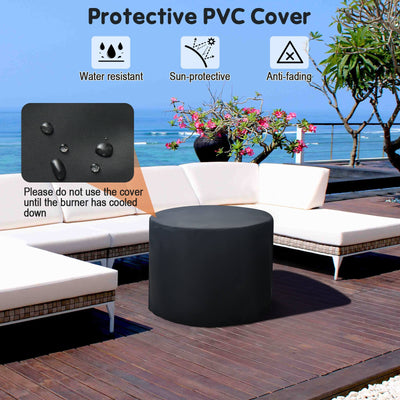 *32 Inch 30000BTU Fire Pit Table with Fire Glasses and PVC Cover