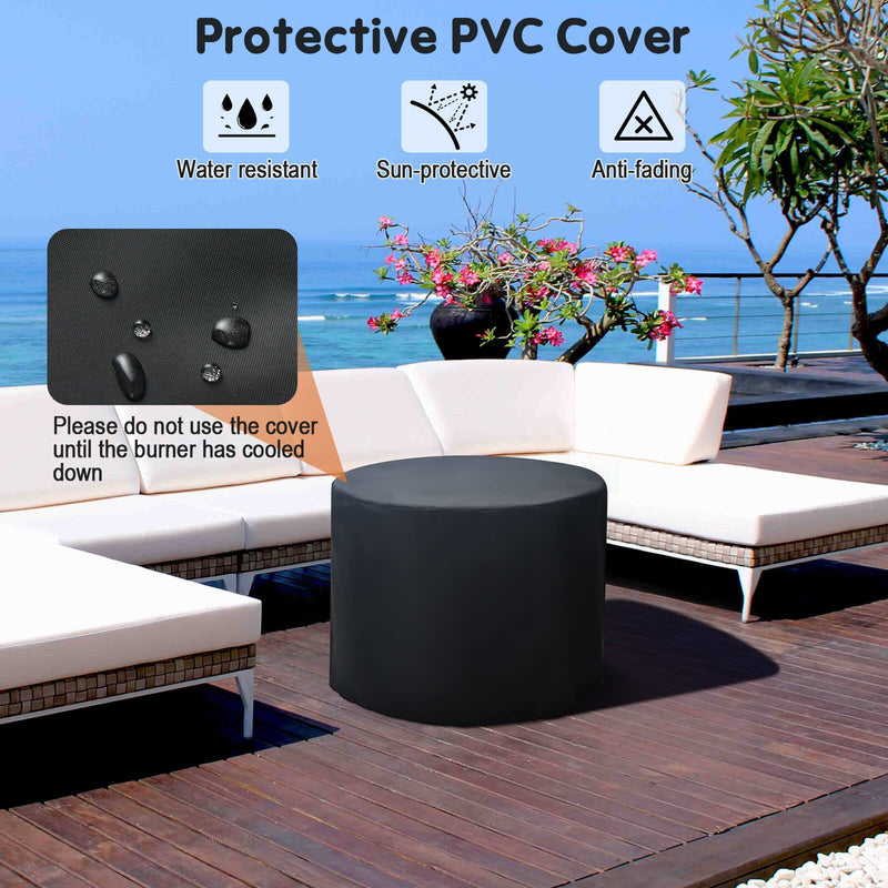 *32 Inch 30000BTU Fire Pit Table with Fire Glasses and PVC Cover
