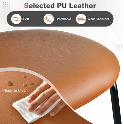 29.5 Inch Modern Faux Leather Bar Stools with Imitation Rattan Woven Backrest-Brown