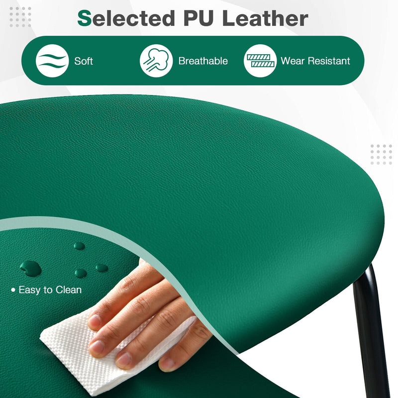 29.5 Inch Modern Faux Leather Bar Stools with Imitation Rattan Woven Backrest-Green