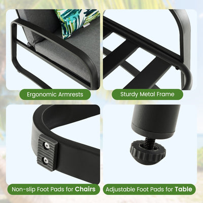 3 Pieces Patio Bistro Conversation Set with Waterproof DPC Tabletop