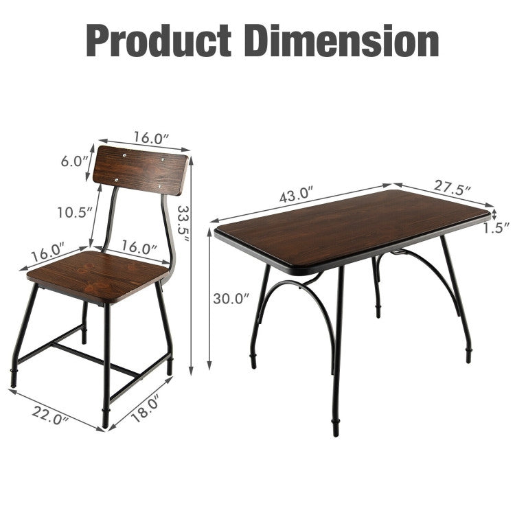 270in Table 43 x 27.5 Inch Industrial Style Dining Table with Adjustable Feet-Rust