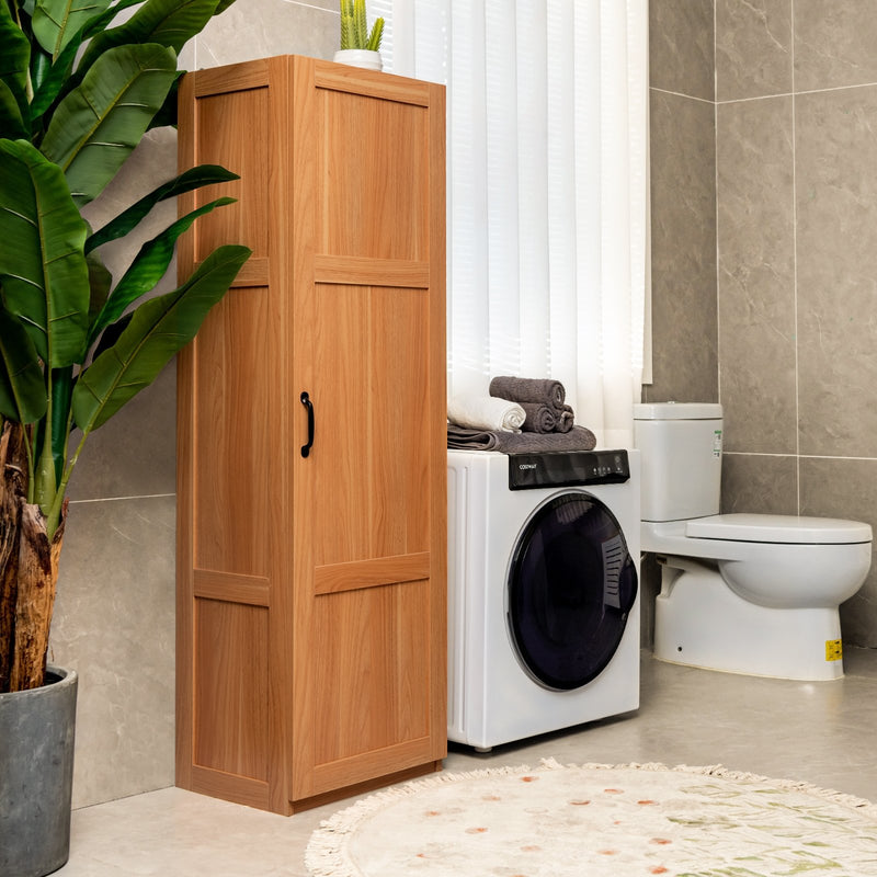 Tall Storage Cabinet with 4 Storage Shelves for Bathroom Living Room-Natural