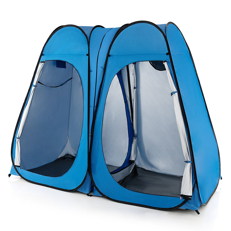 *Oversized Pop Up Shower Tent with Window Floor and Storage Pocket - Blue
