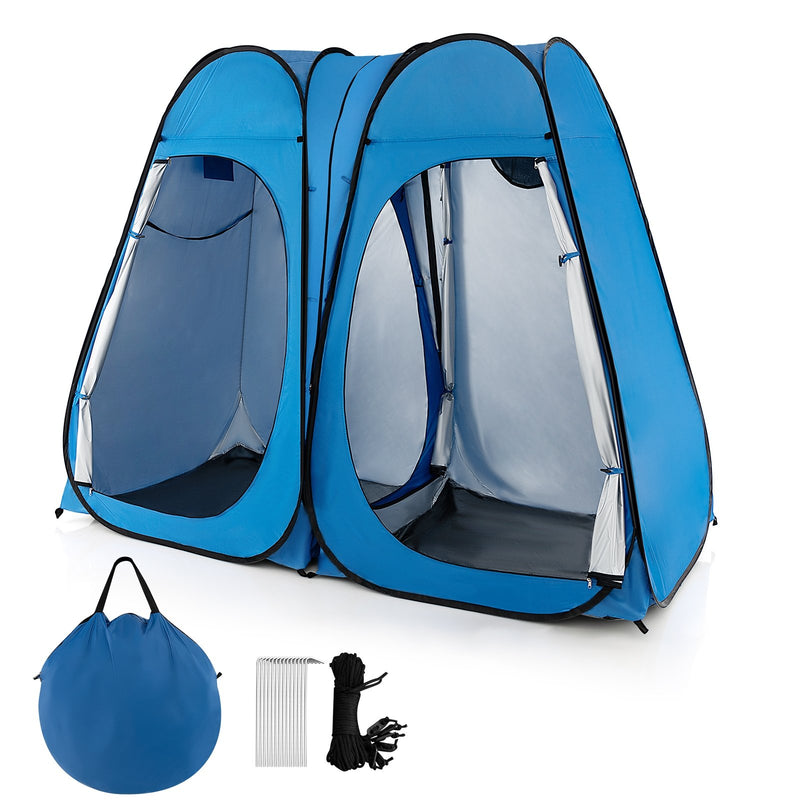 *Oversized Pop Up Shower Tent with Window Floor and Storage Pocket - Blue