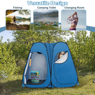 *Oversized Pop Up Shower Tent with Window Floor and Storage Pocket - Blue
