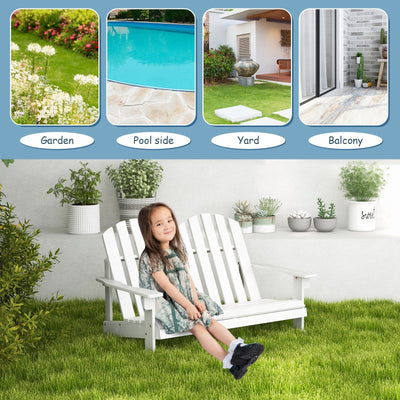 *2 Person Adirondack Rocking Chair with Slatted seat - White