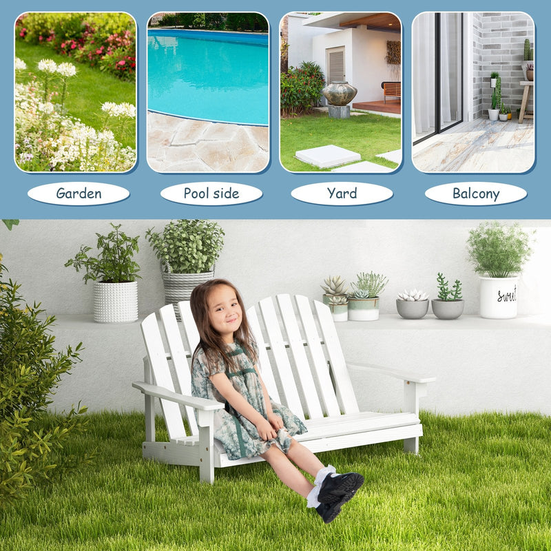 *2 Person Adirondack Rocking Chair with Slatted seat - White