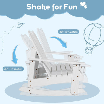 *2 Person Adirondack Rocking Chair with Slatted seat - White