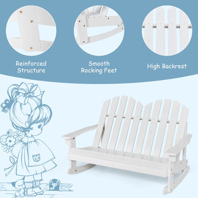 *2 Person Adirondack Rocking Chair with Slatted seat - White