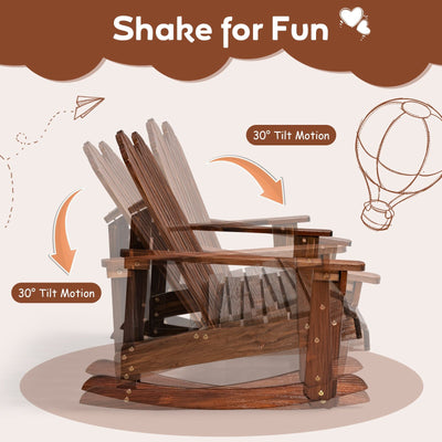 *2 Person Adirondack Rocking Chair with Slatted seat - Brown