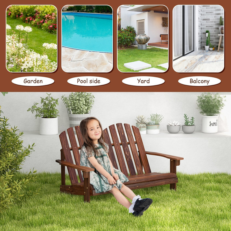 *2 Person Adirondack Rocking Chair with Slatted seat - Brown