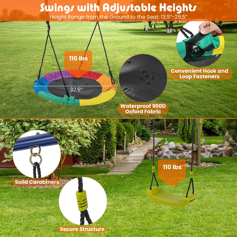 *4-in-1 Heavy-Duty Metal Playset with Slide and Basketball Hoop
