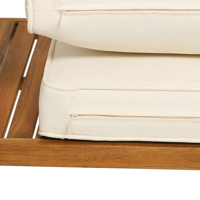 4 Pieces Patio Rattan Conversation Set with Seat and Back Cushions-Off White