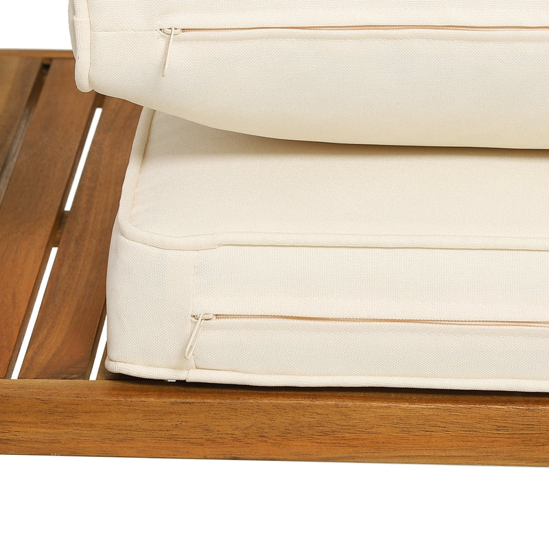 4 Pieces Patio Rattan Conversation Set with Seat and Back Cushions-Off White