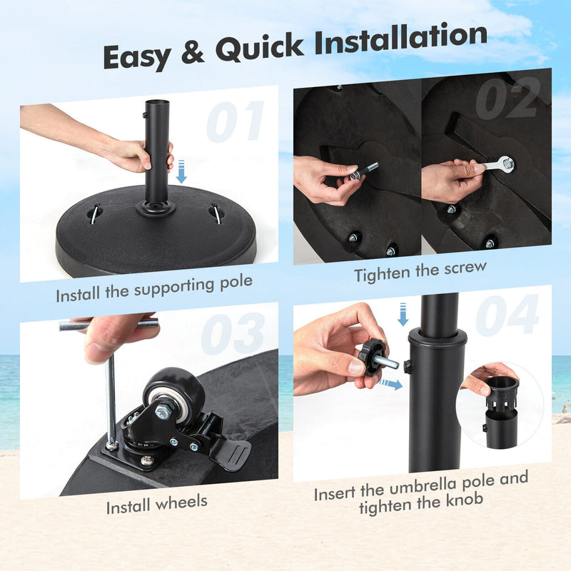 51LBS 20.5Inch Outdoor Umbrella Base with Wheels and Handles