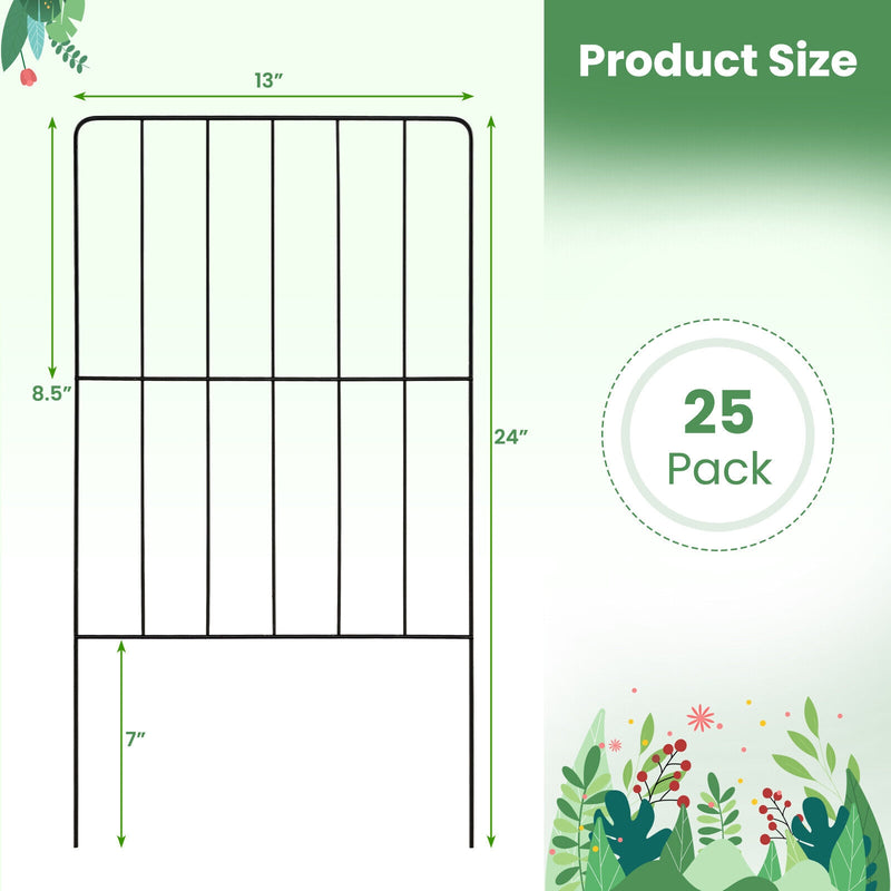 25 Pack Rustproof Decorative Garden Fence Set