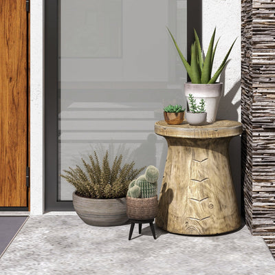 Farmhouse Hourglass-shaped Outdoor Side Table with Wood Grain