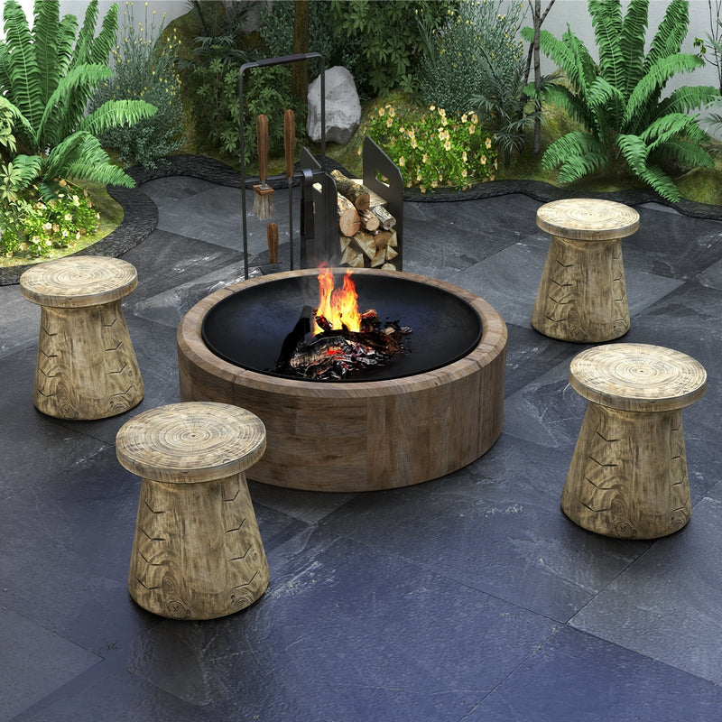 Farmhouse Hourglass-shaped Outdoor Side Table with Wood Grain