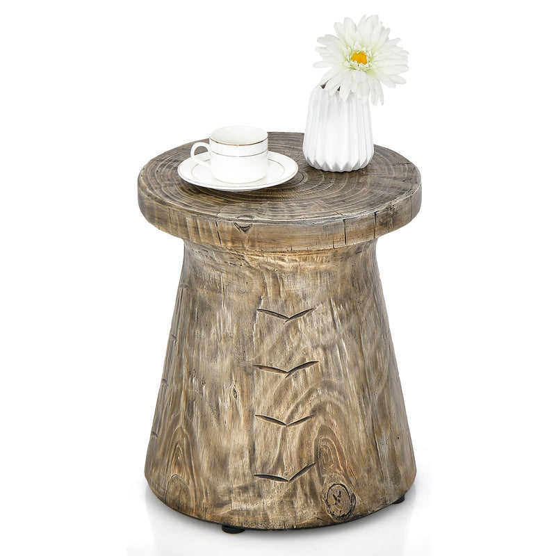 Farmhouse Hourglass-shaped Outdoor Side Table with Wood Grain