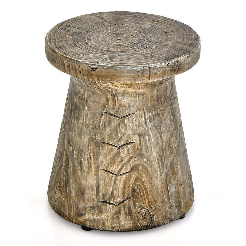 Farmhouse Hourglass-shaped Outdoor Side Table with Wood Grain
