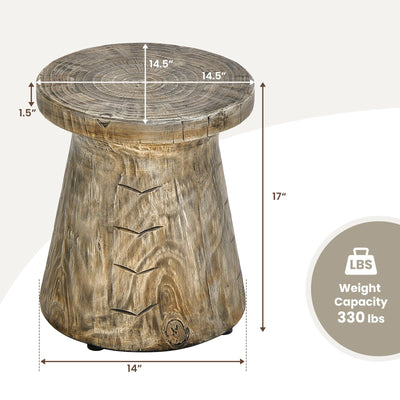 Farmhouse Hourglass-shaped Outdoor Side Table with Wood Grain