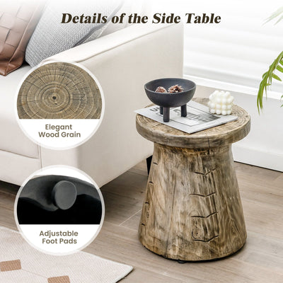 Farmhouse Hourglass-shaped Outdoor Side Table with Wood Grain