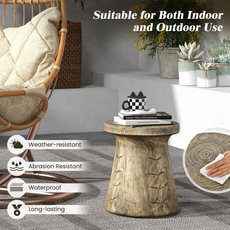Farmhouse Hourglass-shaped Outdoor Side Table with Wood Grain
